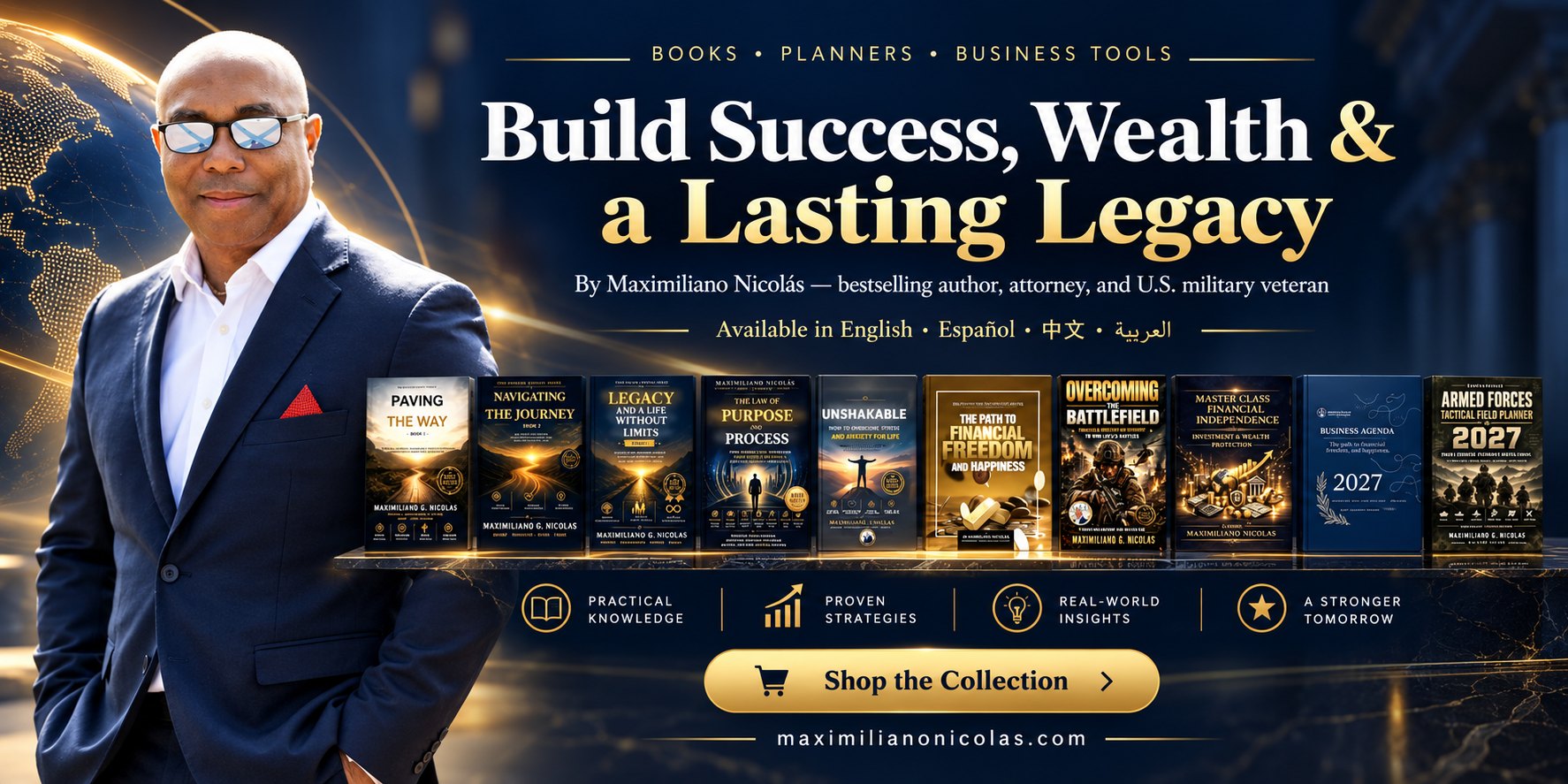 Books and planners by Maximiliano Nicolás — available in English, Spanish, Chinese and Arabic